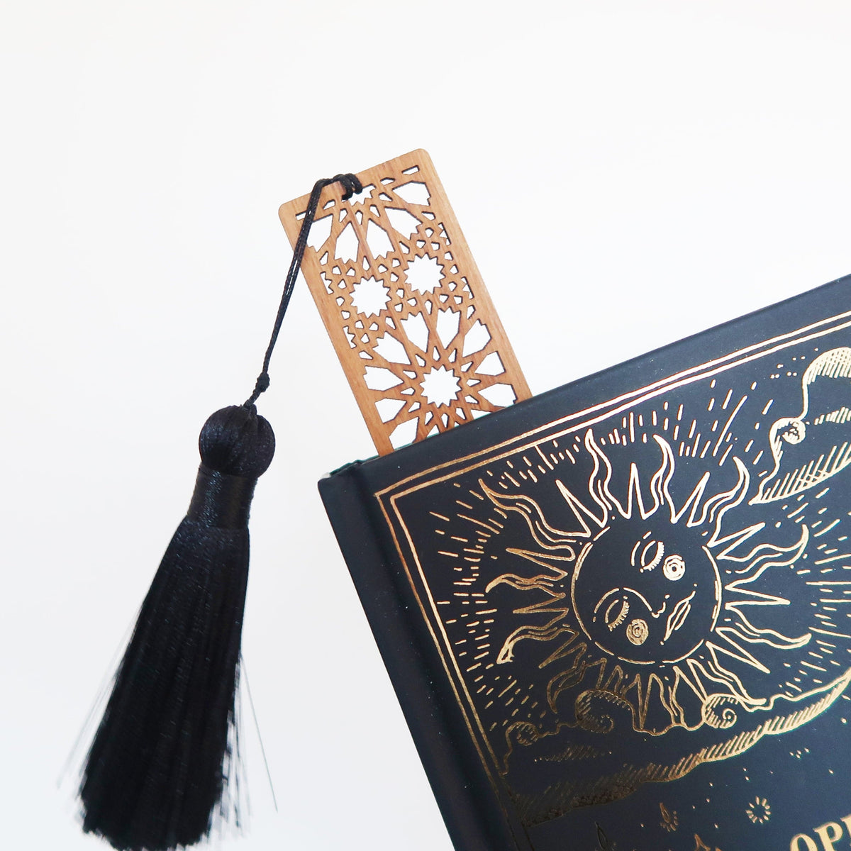 Celestial Leatherette Bookmark with Tassel Gold Accents by Oliver