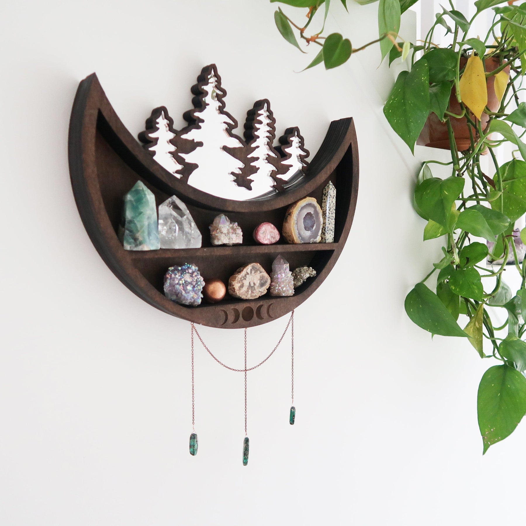 Moon and Forest Cluster Moonphase Mirror Shelf – Coppermoon