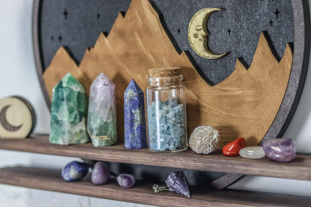 Zodiac hotsell sign shelf, Moon shelf, crystal shelf, Virgo shelf, witch shelf, crystal altar